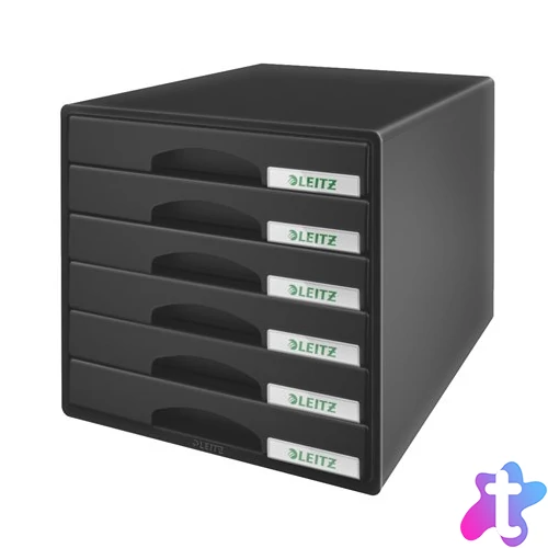 Irattároló, műanyag, 6 fiókos, LEITZ "Plus", fekete