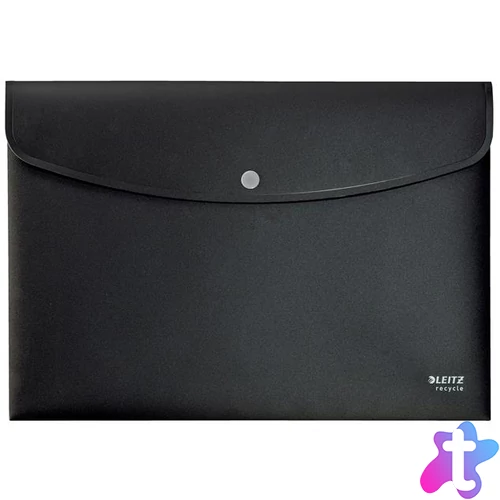 Irattartó tasak, A4, PP, patentos, LEITZ "Recycle", fekete