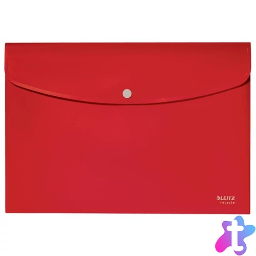 Irattartó tasak, A4, PP, patentos, LEITZ "Recycle", piros