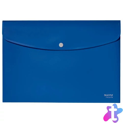 Irattartó tasak, A4, PP, patentos, LEITZ "Recycle", kék