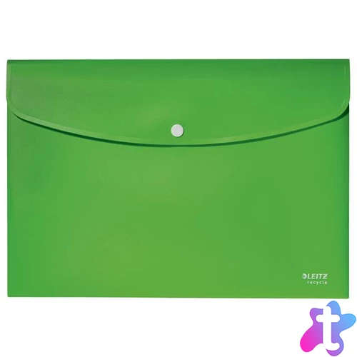 Irattartó tasak, A4, PP, patentos, LEITZ "Recycle", zöld