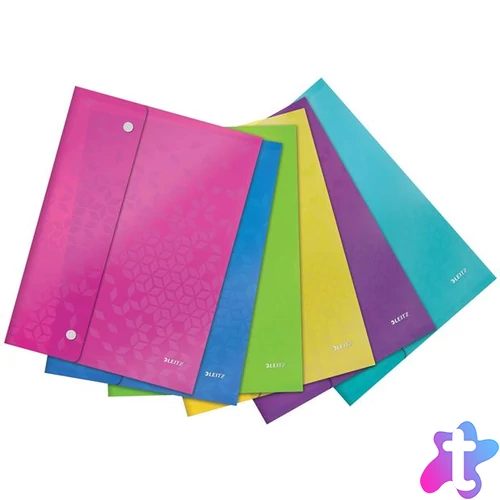 Irattartó tasak, A4, PP, patentos, LEITZ "Wow", vegyes színek