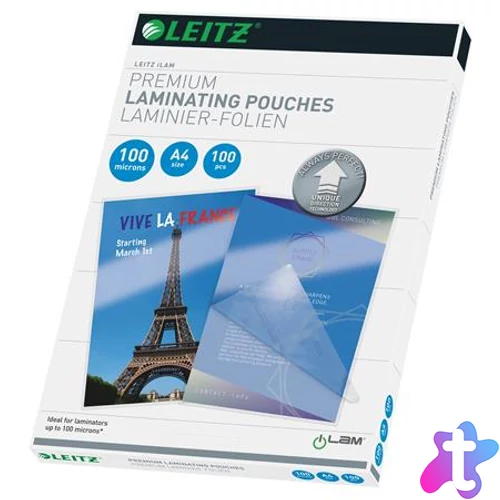 Meleglamináló fólia, 100 mikron, A4, fényes, UDT technológiával, LEITZ "iLam"
