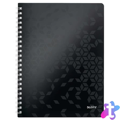 Spirálfüzet, A4, kockás, 80 lap, LEITZ "Wow", fekete