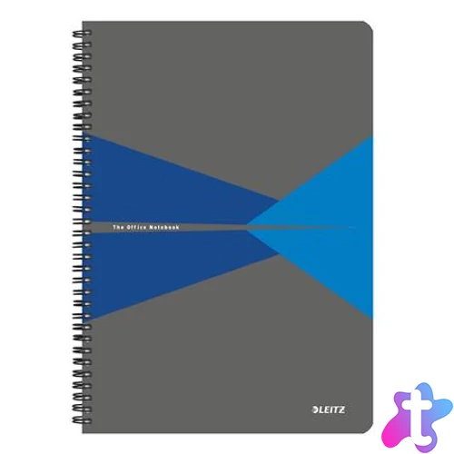 Spirálfüzet, A4, vonalas, 90 lap, laminált karton borító, LEITZ "Office", szürke-kék