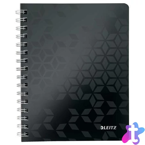 Spirálfüzet, A5, vonalas, 80 lap, LEITZ "Wow", fekete