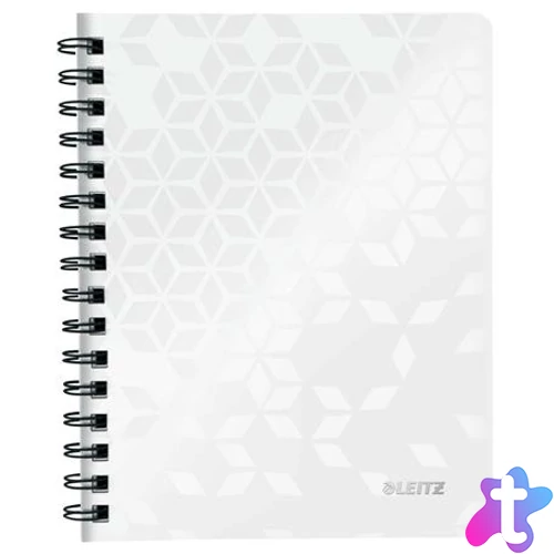 Spirálfüzet, A5, vonalas, 80 lap, LEITZ "Wow", fehér
