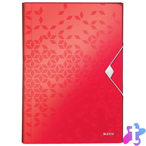 Harmonikamappa, A4, PP, 6 rekeszes, LEITZ "Wow", piros