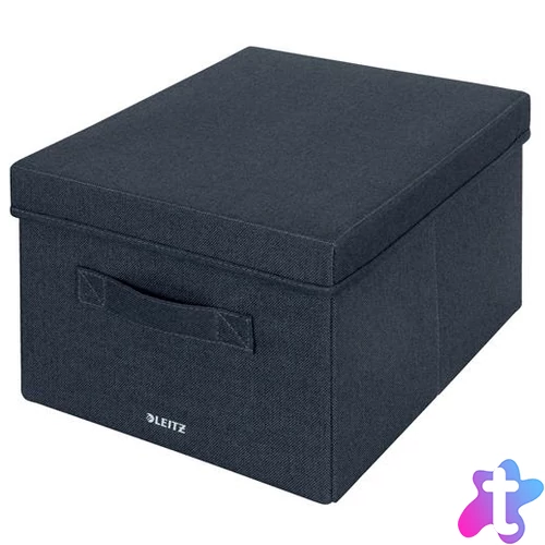 Doboz, szövet borítású, M méret, LEITZ "Fabric", sötétszürke
