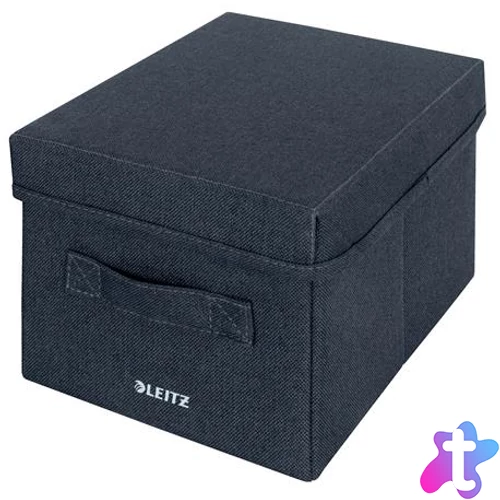 Doboz, szövet borítású, S méret, LEITZ "Fabric", sötétszürke