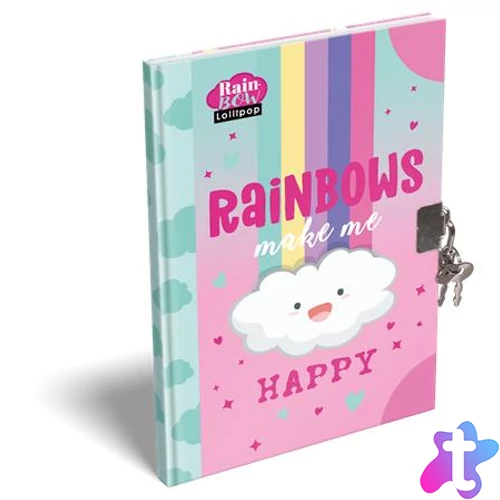 Emlékkönyv, lakattal, A5, keményfedeles, LIZZYSULI, "Lollipop Rainbow"