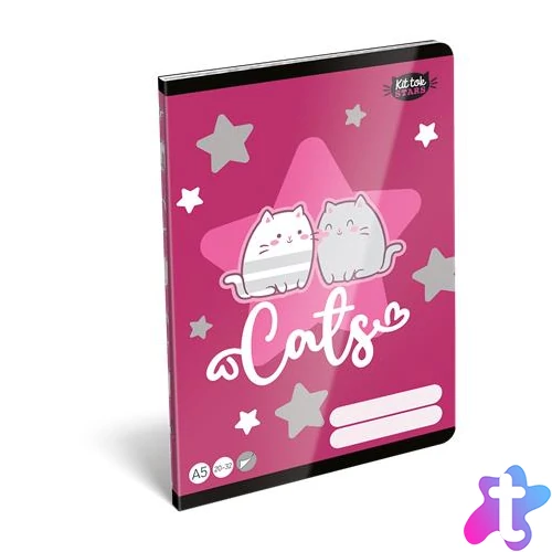 Füzet, tűzött, A5, sima, 32 lap, LIZZYSULI, "Kit tok Stars Purrfect", "20-32"
