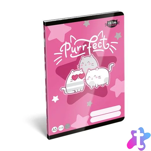 Füzet, tűzött, A5, vonalas, 32 lap, 4-8. osztály, LIZZYSULI, "Kit tok Stars Purrfect", "21-32"