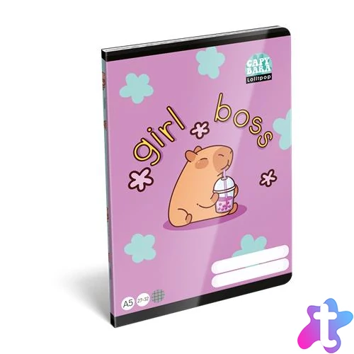 Füzet, tűzött, A5, kockás, 32 lap LIZZYSULI, "Lollipop Capybara", "27-32"