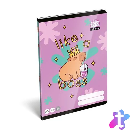 Füzet, tűzött, A5, sima, 32 lap LIZZYSULI, "Lollipop Capybara", "20-32"