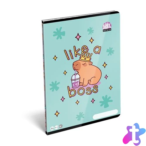 Füzet, tűzött, A4, sima, 32 lap LIZZYSULI, "Lollipop Capybara"
