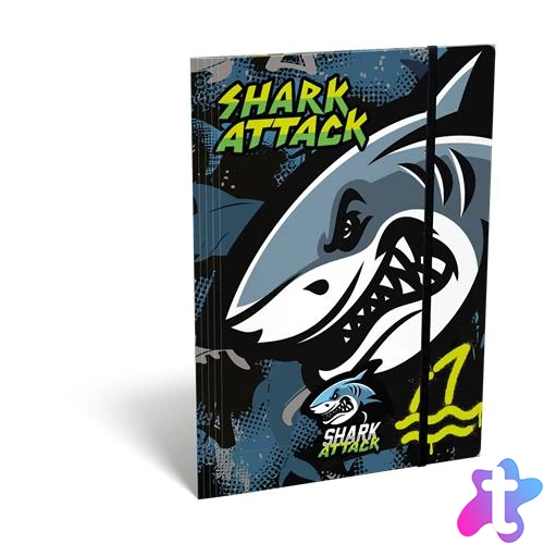 Gumis mappa, karton, A4, LIZZYSULI, "Shark Attack"