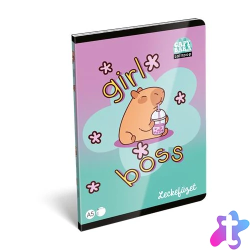 Füzet, tűzött, A5, lecke, 40 lap, LIZZYSULI, "Lollipop Capybara"