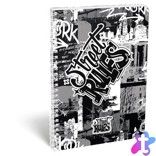 Spirálfüzet, A4, vonalas, 70 lap, LIZZYSULI, "Street Rules"