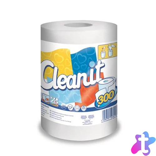 Törlőkendő, tekercses, univerzális, 2 rétegű, LUCART "CLEANIT 300", fehér