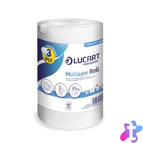 Törlőkendő, tekercses, univerzális, belső adagolású, 3 rétegű, LUCART "Multiuse Strong 3.250"
