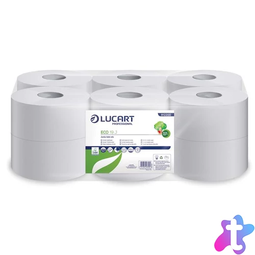 Toalettpapír, 2 rétegű, 120 m, 19 cm átmérő, LUCART, "Eco", fehér