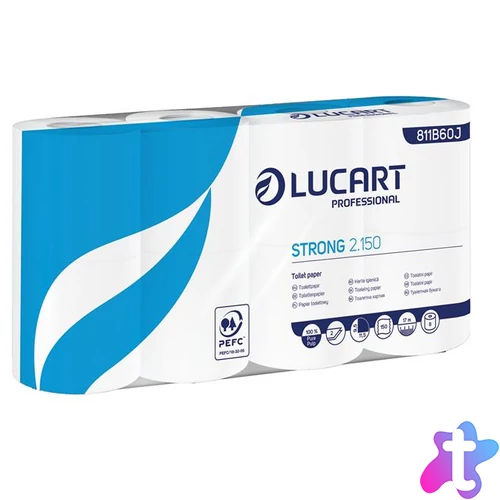 Toalettpapír, 2 rétegű, kistekercses, 8 tekercses, LUCART "Strong 2.150", fehér