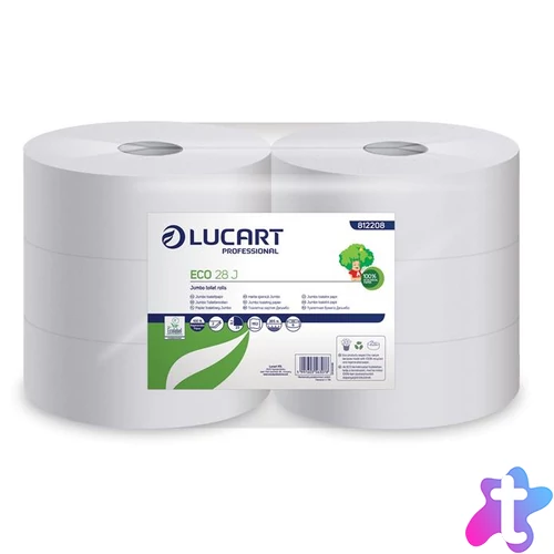 Toalettpapír, 2 rétegű, nagytekercses, 28 cm átmérő, LUCART, "Eco 28 J", fehér