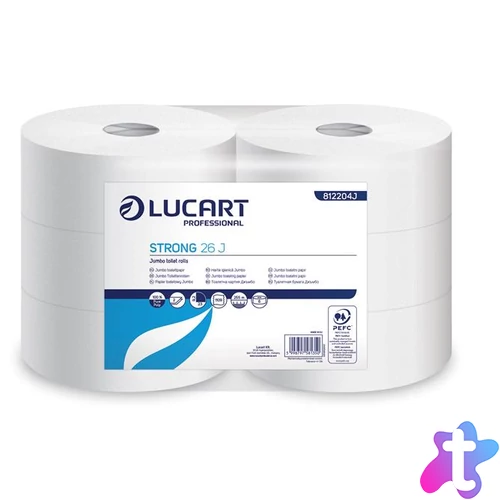Toalettpapír, 2 rétegű, nagytekercses, 26 cm átmérő, LUCART, "Strong", hófehér