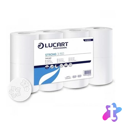 Toalettpapír, 3 rétegű, kistekercses, 8 tekercses, LUCART "Strong 3.150", fehér