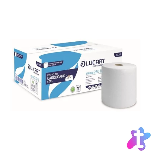Kéztörlő, tekercses, 1 rétegű, LUCART "Strong 250 ID", hófehér