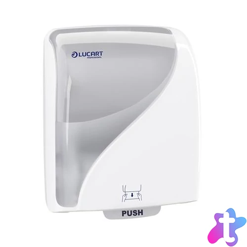 Kéztörlő adagoló, 381x301x222 mm, LUCART, "Identity Hands 2.0", fehér-áttetsző