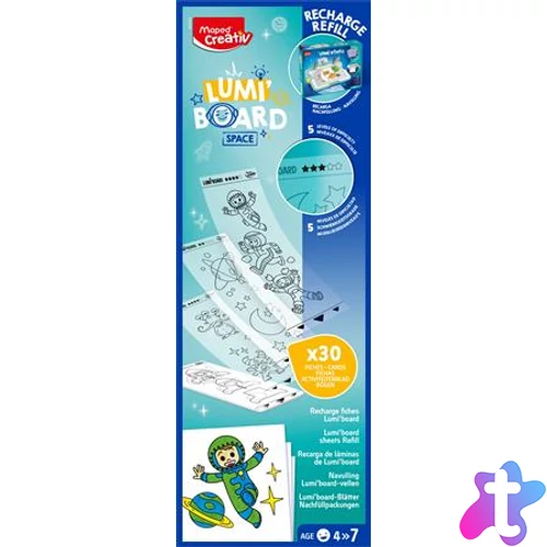 Kreatív rajzkészlet, kiegészítő sablon, űrtematika, MAPED CREATIV "Lumi Board"