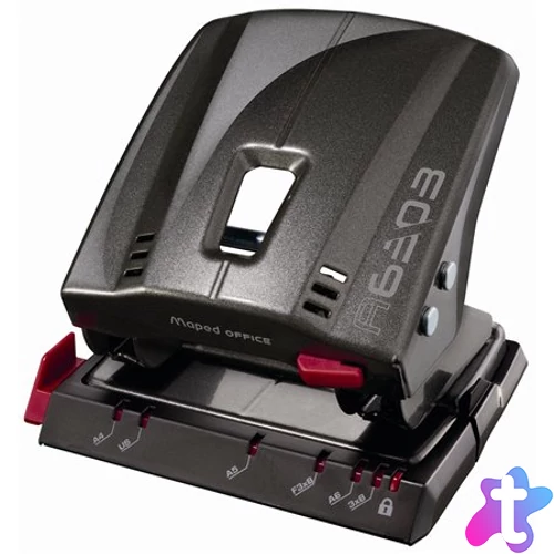 Lyukasztó, kétlyukú, 35 lap, fém, MAPED "Advanced", sötétbarna