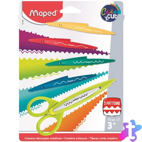 Olló, kreatív, cserélhető penge, MAPED "Créa Cut", 5 különböző minta