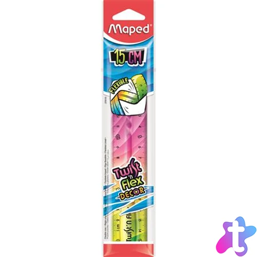 Vonalzó, műanyag, 15 cm, MAPED "Twist`n Flex Decor"