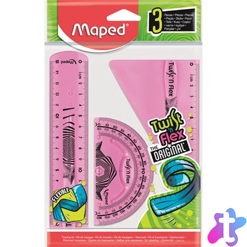 Vonalzókészlet, műanyag, törhetetlen, 3 darabos, MAPED "Twist`n Flex"