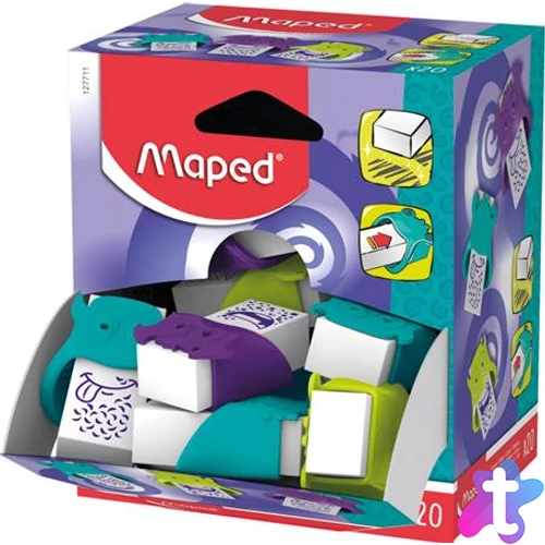 Radír display, MAPED "Little Monster", vegyes színek