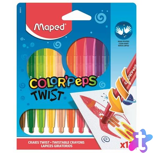 Zsírkréta, kitekerhető, MAPED "Color`Peps", 12 különböző szín