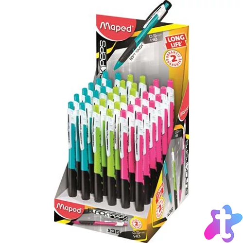 Nyomósirón display, 0,5 mm, MAPED "Long Life", vegyes színek