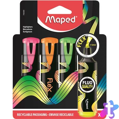 Szövegkiemelő készlet, 1-5 mm, MAPED "Fluo Peps Flex", 4 különböző szín