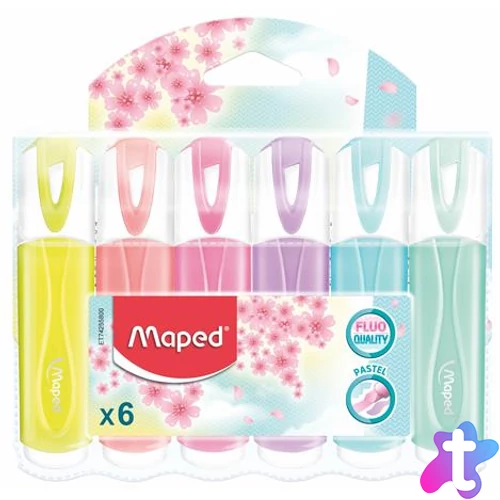 Szövegkiemelő készlet, 1-5 mm, MAPED "Fluo Peps Quality", 6 különböző pasztell szín