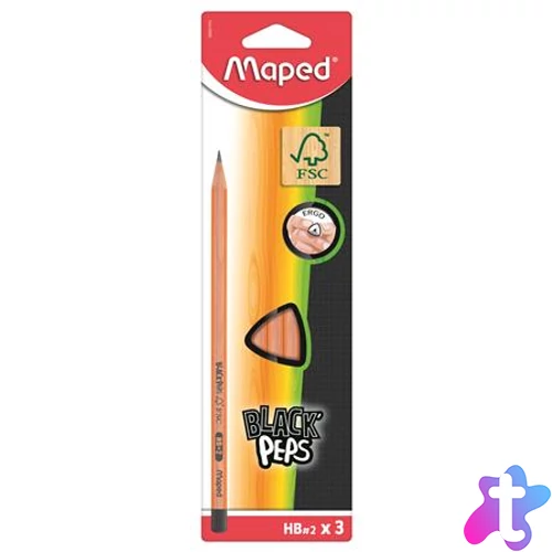 Grafitceruza, HB, háromszögletű, MAPED "Black`Peps"