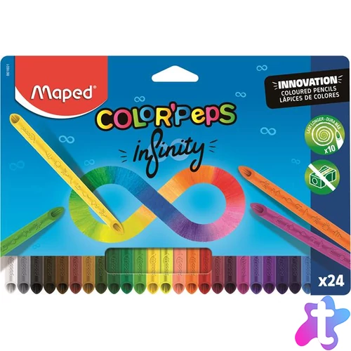 Színes ceruza készlet, háromszögletű, MAPED "Color`Peps INFINITY", 24 különböző szín
