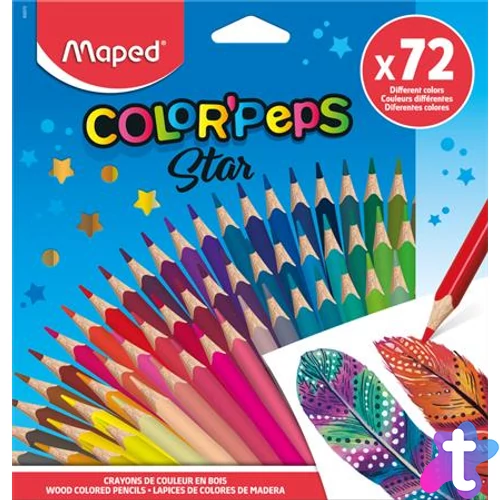 Színes ceruza készlet, háromszögletű, MAPED "Color`Peps Star", 72 különböző szín