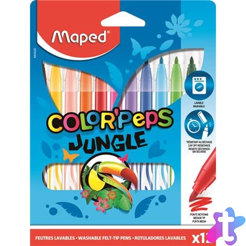 Filctoll készlet, 2,8 mm, kimosható, MAPED "Color`Peps Jungle", 12 különböző szín