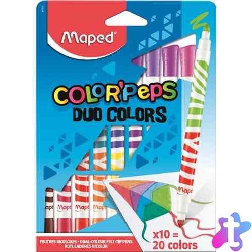 Filctoll készlet, kimosható, MAPED "Color`Peps Duo", 20 különböző szín