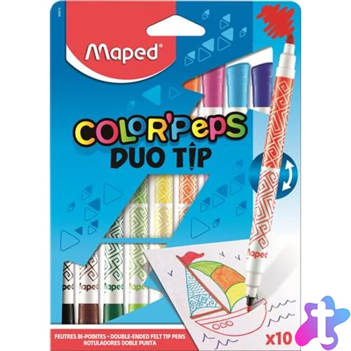 Filctoll készlet, MAPED "Color`Peps Duo Tip", 10 különböző szín