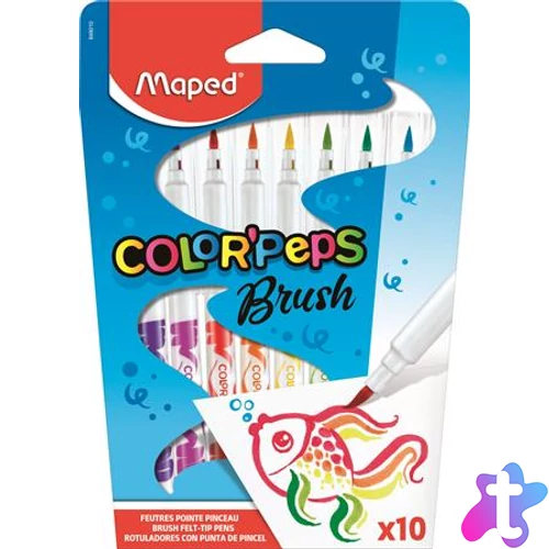 Filctoll készlet, kimosható, ecsetjellegű, MAPED "Color ’Peps Brush", 10 különböző szín