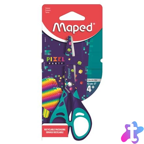 Olló, iskolai, 13 cm, MAPED "Pixel Party"